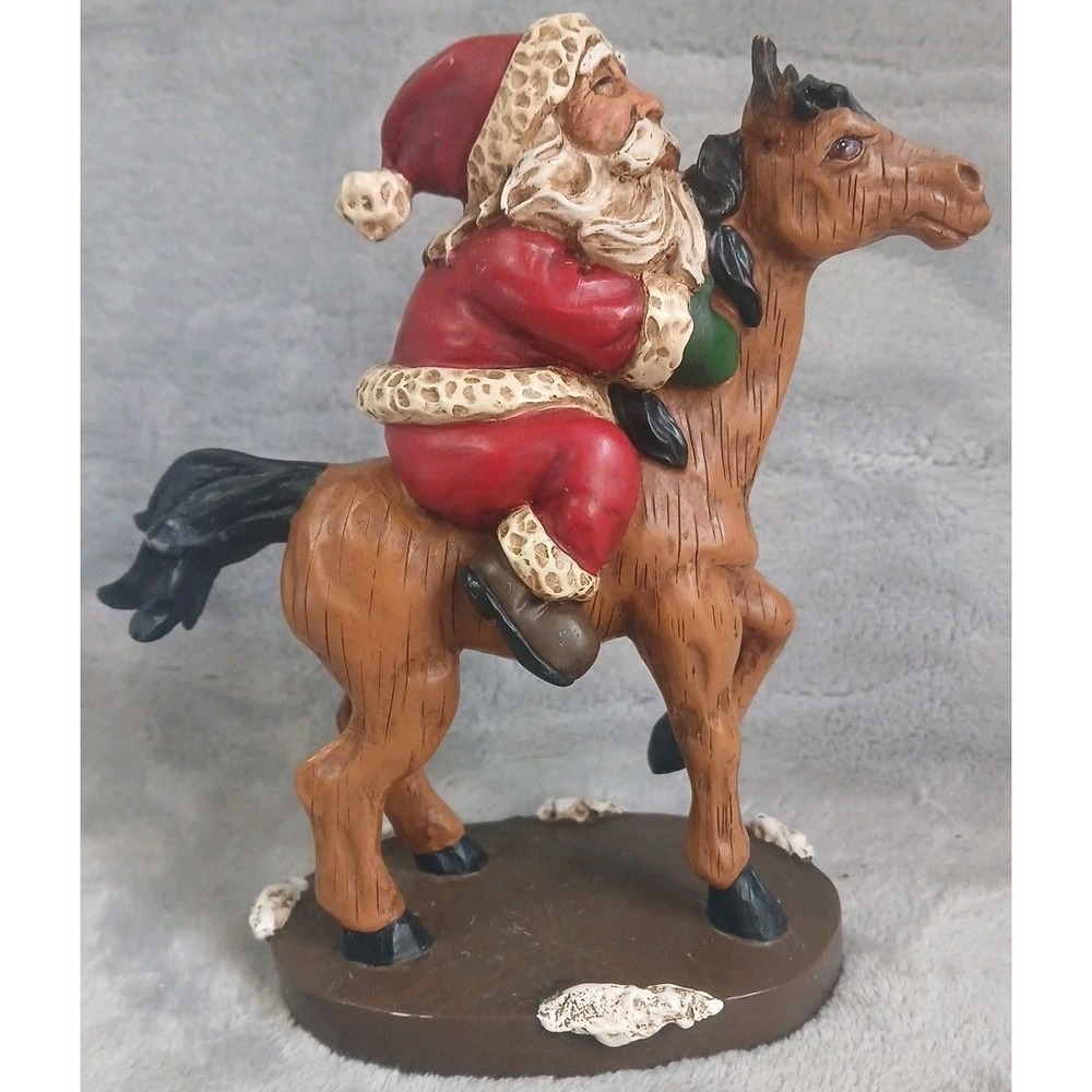 Rick J Rowley Santa On Horse Yee Haw Resin Figure Lost Woodsman‎ 2004 World Wide